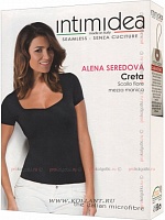 Creta T-shirt Scollo Fiore Meza Manica Creta T-shirt Scollo Fiore Meza Manica